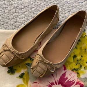 Cole Haan Beige Loafers with Bow Detail